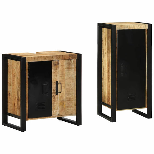 Badezimmermöbel Set 2 pcs Braun Massives Mango-Holz