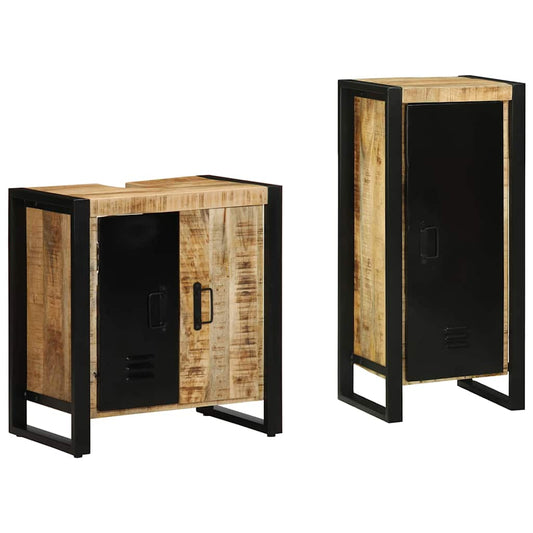 Badezimmermöbel Set 2 pcs Braun Massives Mango-Holz