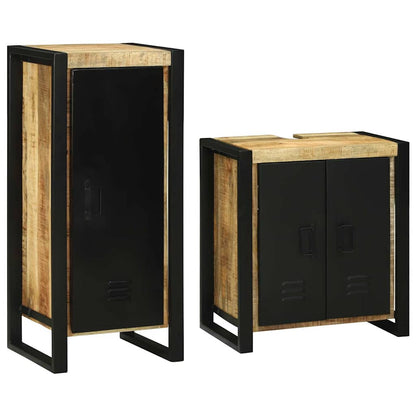 Badezimmermöbel Set mit Speicher 2 pcs Braun Massivholz Mango