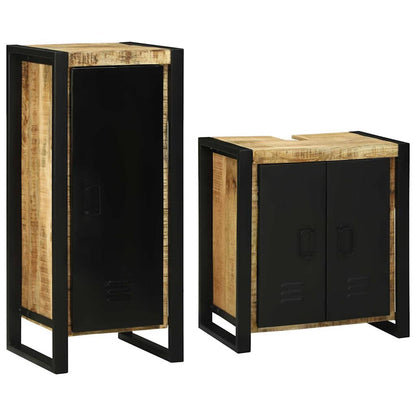Badezimmermöbel Set mit Speicher 2 pcs Braun Massivholz Mango