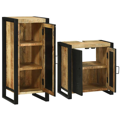 Badezimmermöbel Set mit Speicher 2 pcs Braun Massivholz Mango