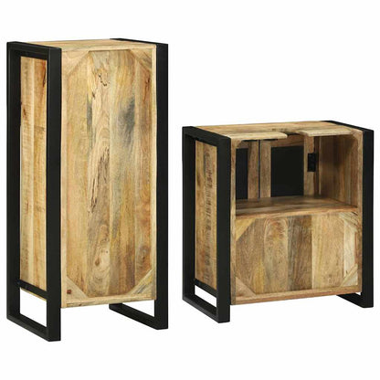 Badezimmermöbel Set mit Speicher 2 pcs Braun Massivholz Mango