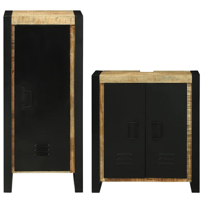 Badezimmermöbel Set mit Speicher 2 pcs Braun Massivholz Mango