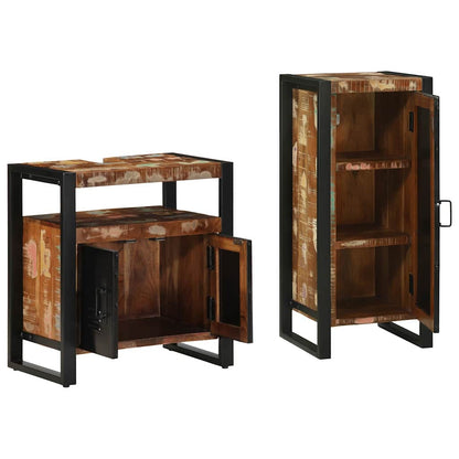 Badezimmermöbel Set 2 pcs Mehrfarbig Massives recyceltes Holz