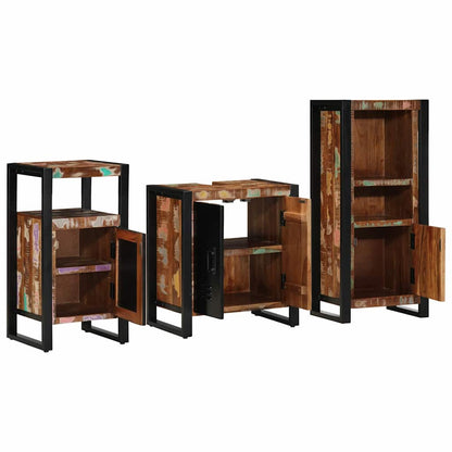 Badezimmermöbel Set 3 pcs Mehrfarbig Massives recyceltes Holz