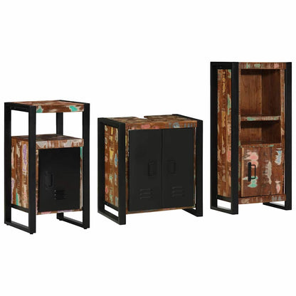Badezimmermöbel Set 3 pcs Mehrfarbig Massives recyceltes Holz