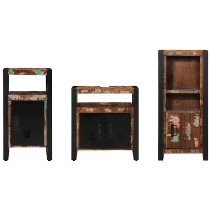 Badezimmermöbel Set 3 pcs Mehrfarbig Massives recyceltes Holz