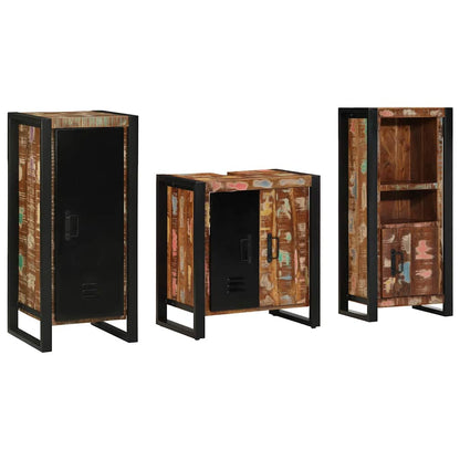 Badezimmermöbel Set 3 pcs Mehrfarbig Massives recyceltes Holz