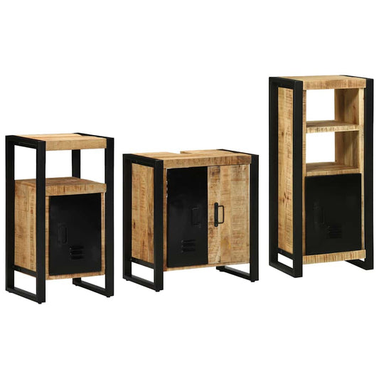 Badezimmermöbel Set mit Regal 3 pcs Braun Massives Mango-Holz