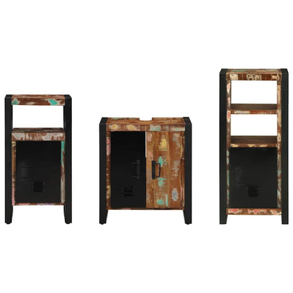 Badezimmermöbel Set 3 pcs Mehrfarbig Massives recyceltes Holz