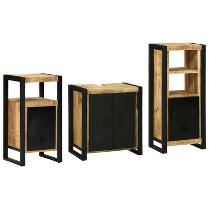 Badezimmermöbel Set mit Regal 3 pcs Braun Massivholz Mango