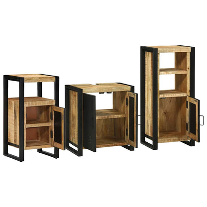 Badezimmermöbel Set mit Regal 3 pcs Braun Massivholz Mango