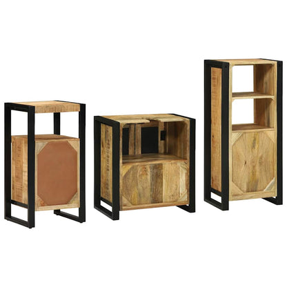 Badezimmermöbel Set mit Regal 3 pcs Braun Massivholz Mango