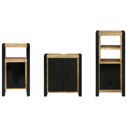 Badezimmermöbel Set mit Regal 3 pcs Braun Massivholz Mango