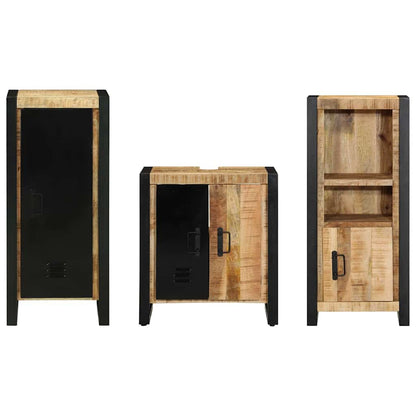 Badezimmermöbel Set mit Regal 3 pcs Braun Massives Mango-Holz