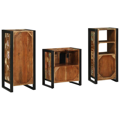Badezimmermöbel Set 3 pcs Mehrfarbig Massives recyceltes Holz