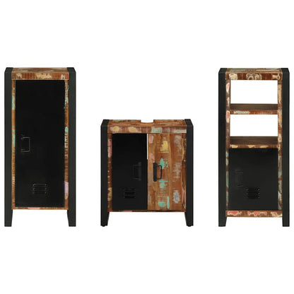 Badezimmermöbel Set 3 pcs Mehrfarbig Massives recyceltes Holz