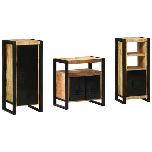 Badezimmermöbel Set mit Regal 3 pcs Braun Massives Mango-Holz