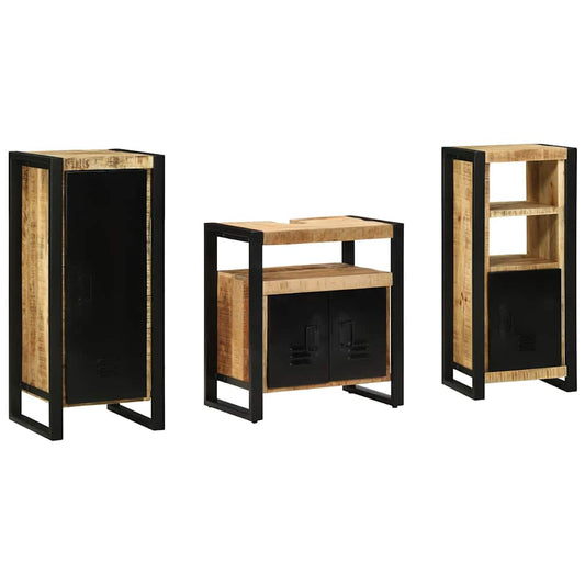 Badezimmermöbel Set mit Regal 3 pcs Braun Massives Mango-Holz