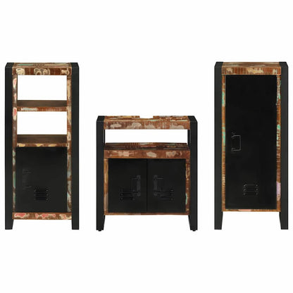 Badezimmermöbel Set 3 pcs Mehrfarbig Massives recyceltes Holz