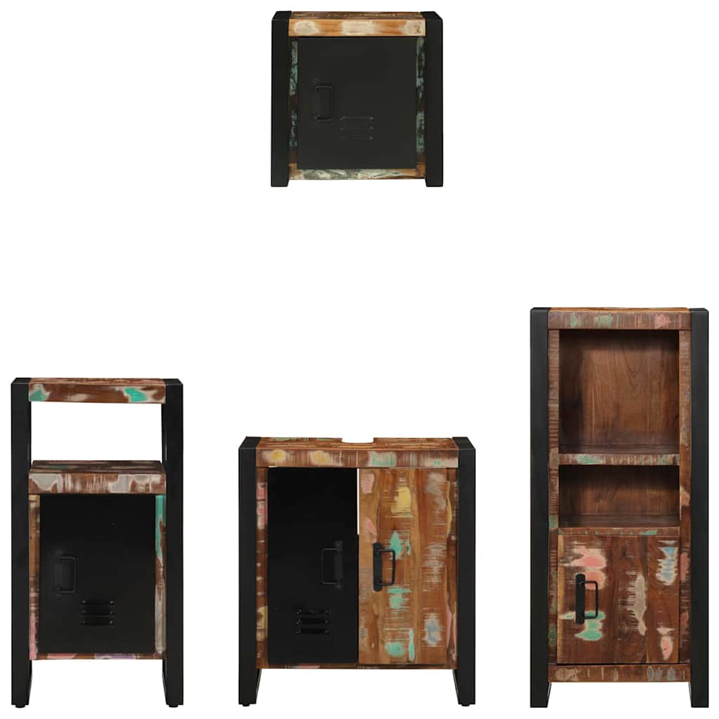 Badezimmermöbel Set 4 pcs Mehrfarbig Massives recyceltes Holz