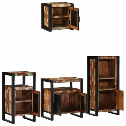 Badezimmermöbel Set 4 pcs Mehrfarbig Massives recyceltes Holz
