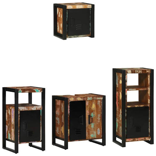 Badezimmermöbel Set 4 pcs Mehrfarbig Massives recyceltes Holz