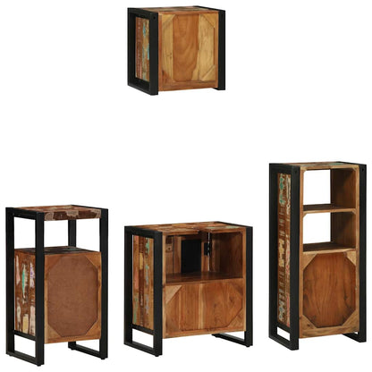 Badezimmermöbel Set 4 pcs Mehrfarbig Massives recyceltes Holz