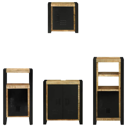 Badezimmermöbel Set mit Regal 4 pcs Braun Massives Mango-Holz