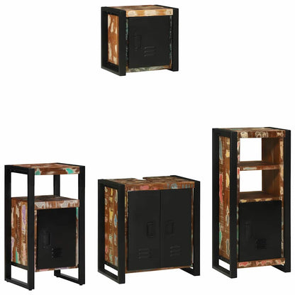 Badezimmermöbel Set 4 pcs Mehrfarbig Massives recyceltes Holz