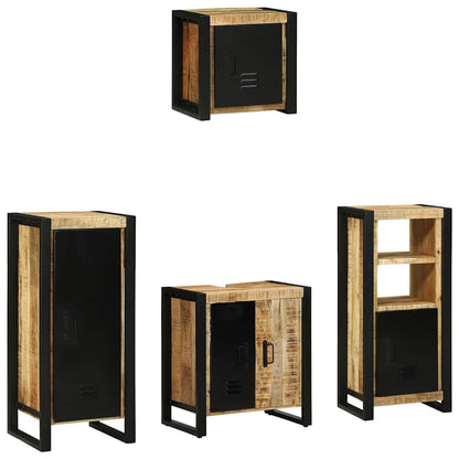 Badezimmermöbel Set mit Regal 4 pcs Braun Massives Mango-Holz