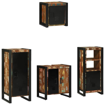Badezimmermöbel Set 4 pcs Mehrfarbig Massives recyceltes Holz