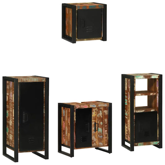 Badezimmermöbel Set 4 pcs Mehrfarbig Massives recyceltes Holz