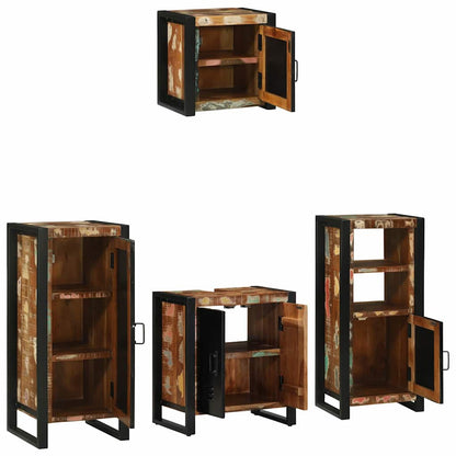 Badezimmermöbel Set 4 pcs Mehrfarbig Massives recyceltes Holz