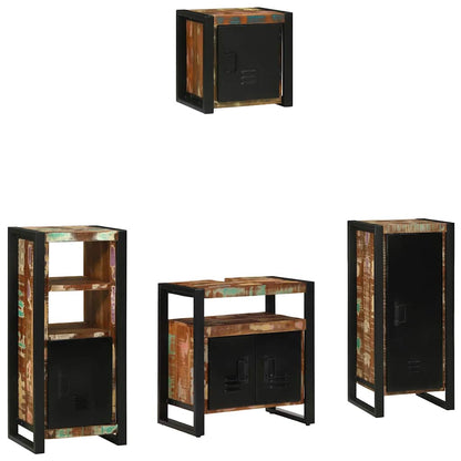 Badezimmermöbel Set 4 pcs Mehrfarbig Massives recyceltes Holz