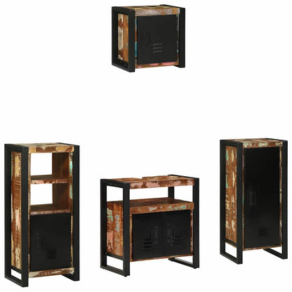 Badezimmermöbel Set 4 pcs Mehrfarbig Massives recyceltes Holz