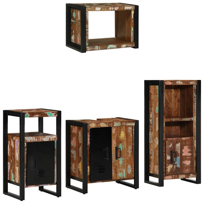 Badezimmermöbel Set 4 pcs Mehrfarbig Massives recyceltes Holz