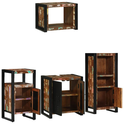 Badezimmermöbel Set 4 pcs Mehrfarbig Massives recyceltes Holz