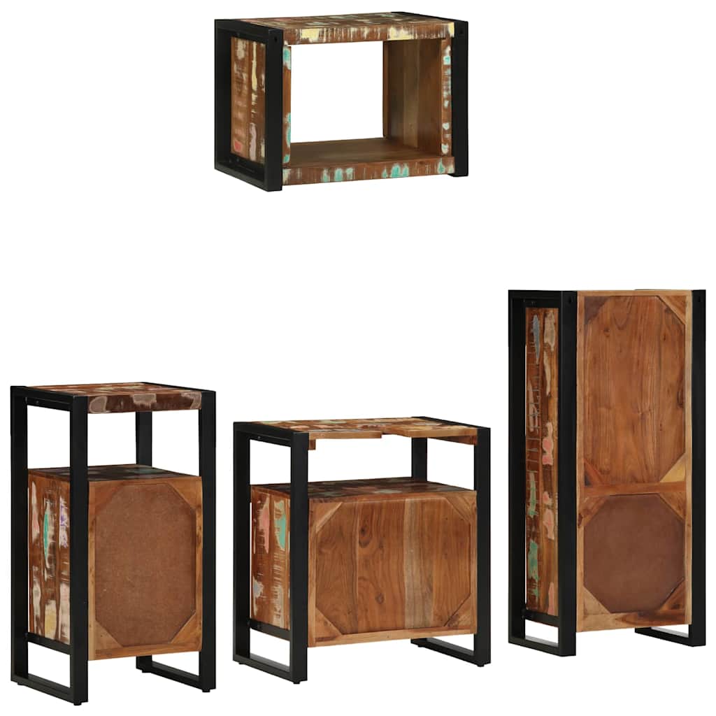Badezimmermöbel Set 4 pcs Mehrfarbig Massives recyceltes Holz