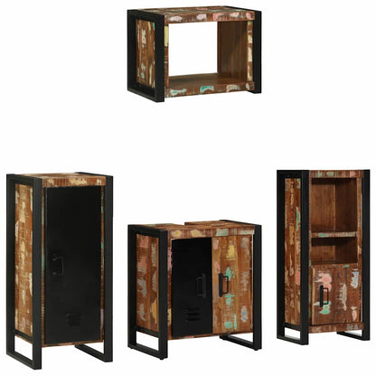 Badezimmermöbel Set 4 pcs Mehrfarbig Massives recyceltes Holz
