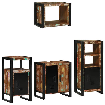 Badezimmermöbel Set 4 pcs Mehrfarbig Massives recyceltes Holz