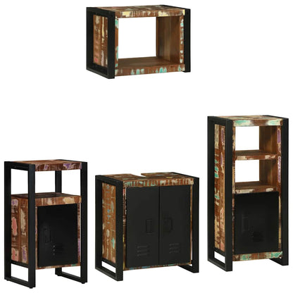Badezimmermöbel Set 4 pcs Mehrfarbig Massives recyceltes Holz
