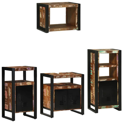Badezimmermöbel Set 4 pcs Mehrfarbig Massives recyceltes Holz