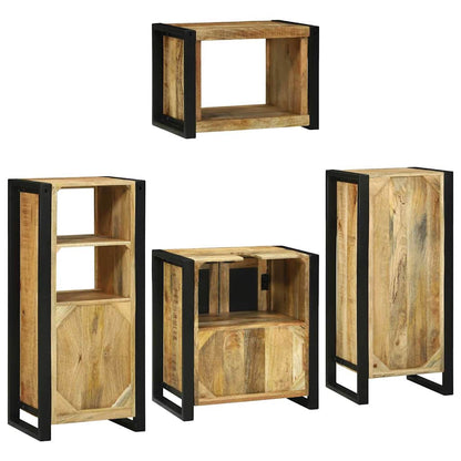 Badezimmermöbel Set Wandmontiert 4 pcs Braun Massivholz Mango