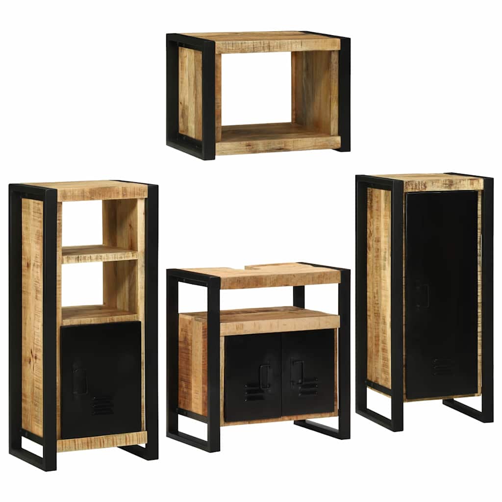 Badezimmermöbel Set Wandmontiert 4 pcs Braun Massivholz Mango