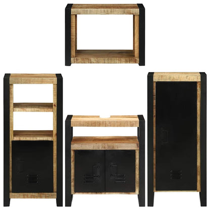 Badezimmermöbel Set Wandmontiert 4 pcs Braun Massivholz Mango