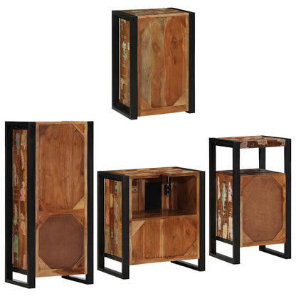 Badezimmermöbel Set mit Tür 4 pcs Mehrfarbig Massives Altholz