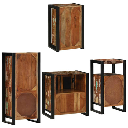 Badezimmermöbel Set mit Tür 4 pcs Mehrfarbig Massives Altholz