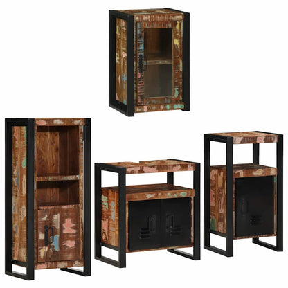 Badezimmermöbel Set mit Tür 4 pcs Mehrfarbig Massives Altholz