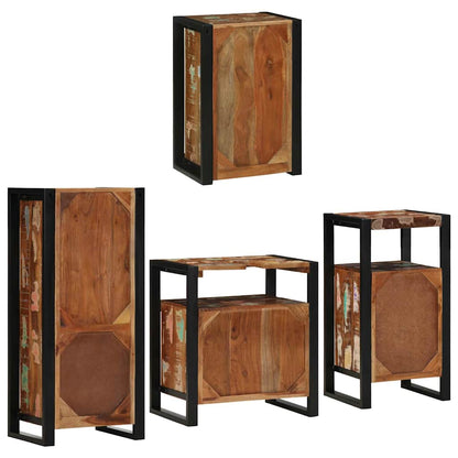 Badezimmermöbel Set mit Tür 4 pcs Mehrfarbig Massives Altholz